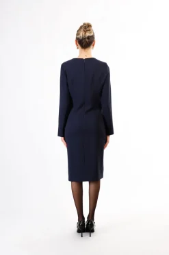 abito finto portafoglio tessuto bistretch navy