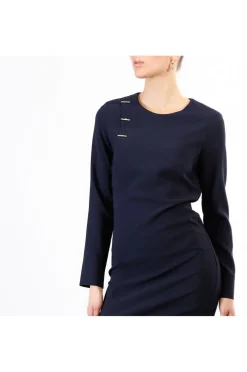 abito finto portafoglio tessuto bistretch navy