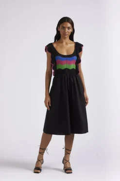 abito midi con top lavorato a crochet nero