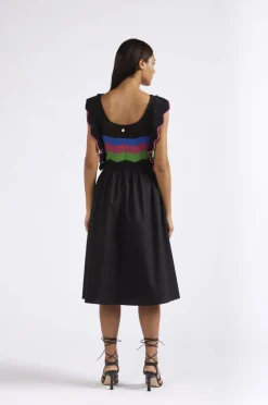 abito midi con top lavorato a crochet nero