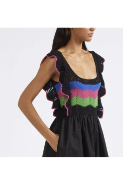 abito midi con top lavorato a crochet nero