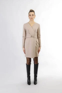 abito portafoglio con fusciacca in tessuto elasticizzato champagne