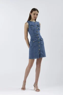 abito tipo tubino in denim sky