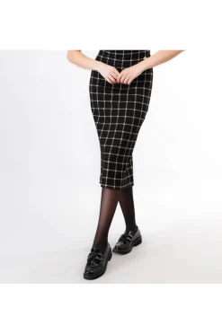 abito tubino tessuto jacquard quadro multinero