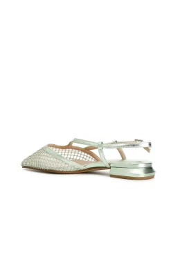 ballerine aperte dietro con retina e strass verde