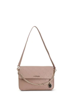 bandoliera con logo embossed all-over cipria scuro