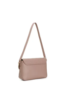 bandoliera con logo embossed all-over cipria scuro