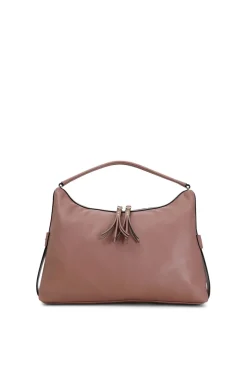 bauletto con maxi cerniera e nappine sfrangiate