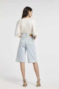 bermuda di jeans regular in tela comfort bleach