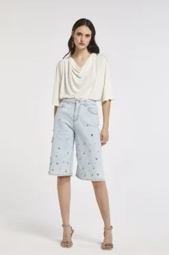 bermuda di jeans regular in tela comfort bleach