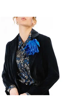 blazer in velluto cangiante petrolio