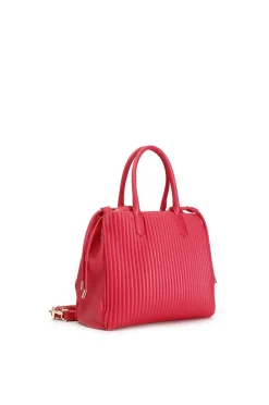 borsa a secchiello con plissé fuxia