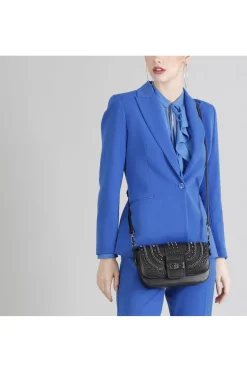 borsa a spalla con borchie e catene nero