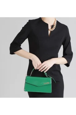 borsa a spalla effetto vernice verde