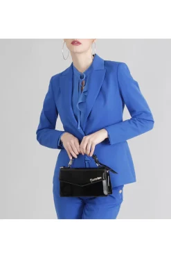 borsa a spalla effetto vernice nero