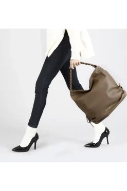 borsa a spalla morbida co manico intrecciato