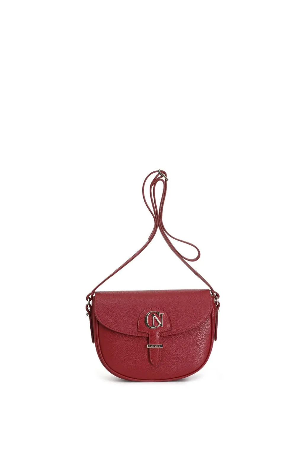 borsa con pattina in pelle vino