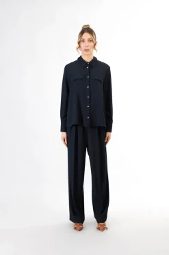 camicia con taschini navy