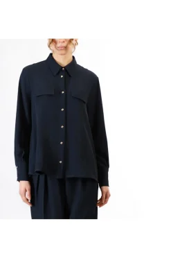 camicia con taschini navy