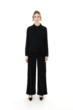 camicia in velluto cangiante petrolio