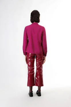 camicia in viscosa magenta