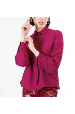 camicia in viscosa magenta