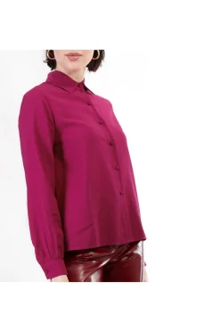camicia in viscosa magenta