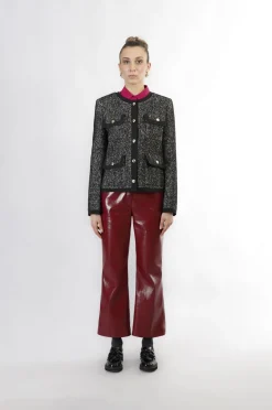 cappotto corto paricollo spigato bianco e nero