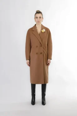 cappotto doppiopetto manica kimono tabacco