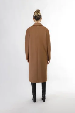 cappotto doppiopetto manica kimono tabacco