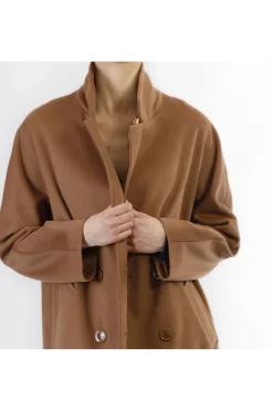 cappotto doppiopetto manica kimono tabacco