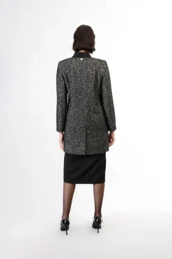 cappotto dritto monopetto spigato bianco e nero