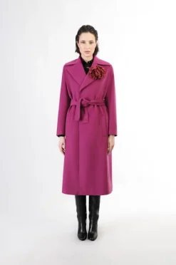 cappotto lungo tipo vestaglia magenta