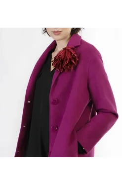 cappotto monopetto linea ad ovetto magenta