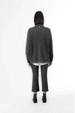 cardigan aperto con lurex fumo