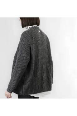 cardigan aperto con lurex fumo