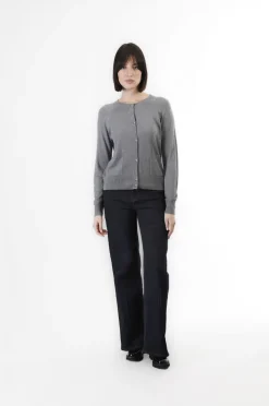 cardigan girocollo fumo