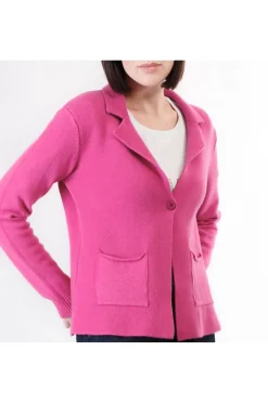 cardigan tipo giacca in maglia fuxia
