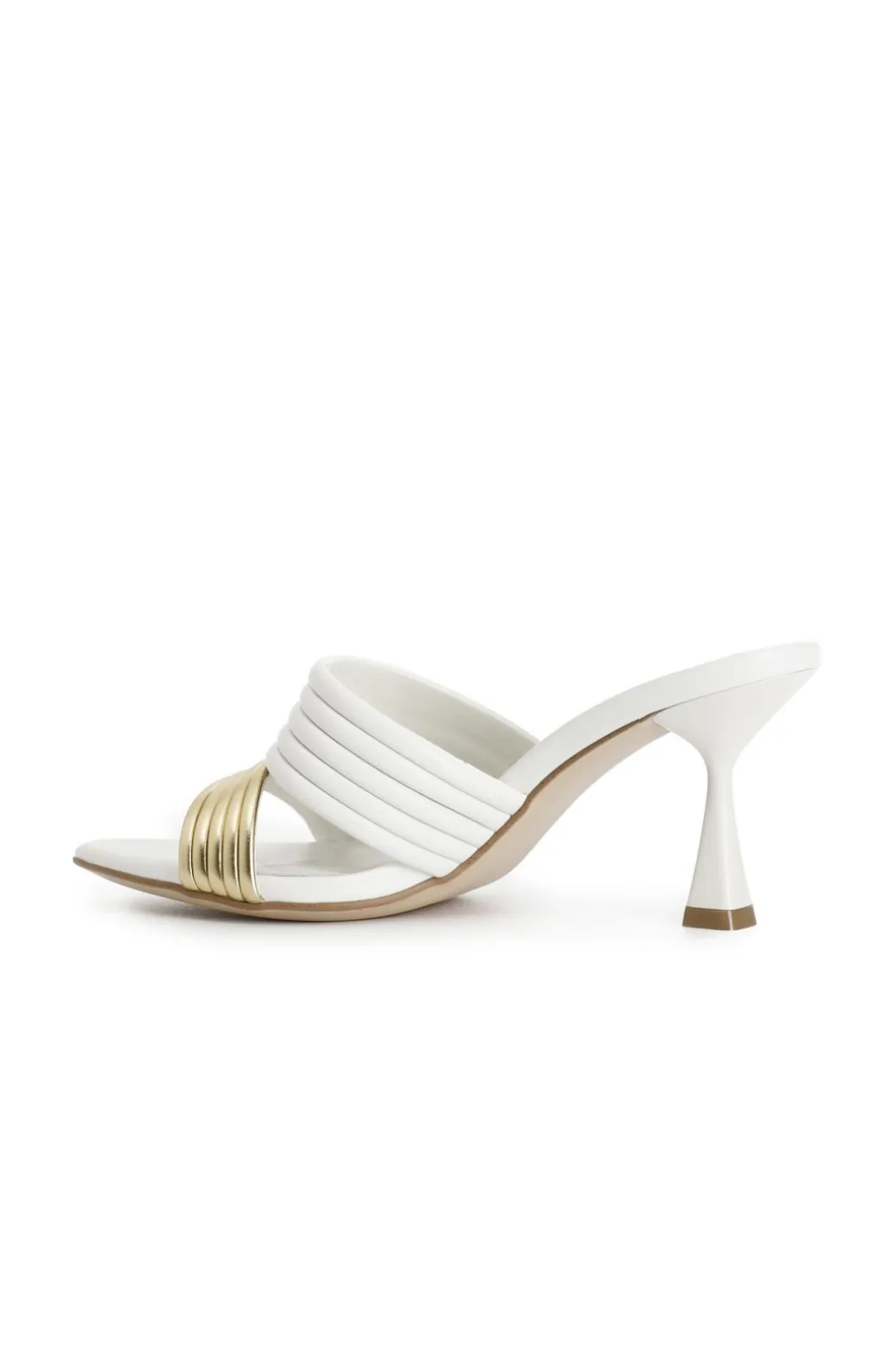 ciabatta bicolor con listini imbottiti panna/oro