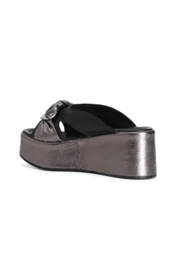 ciabatte in pelle con catena multi antracite