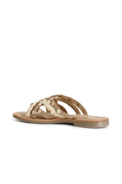 ciabatte in pelle scamosciata e raffia sabbia