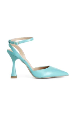 décolleté chiusa sul davanti e apert dietro in nappa acqua marina