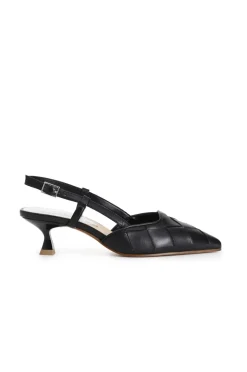 décolleté con laccio dietro con tomaia in pelle intrecciata nero