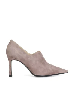 décolleté in camoscio con taglio a "v" rosa antico