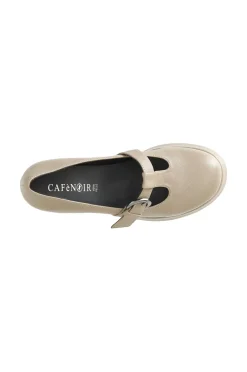 décolleté in nappa con fibbia taupe