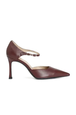 décolleté spezzata in pelle con fibbia bordeaux