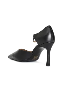 décolleté spezzata in pelle con fibbia nero