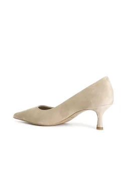 dècollète in pelle scamosciata ecru