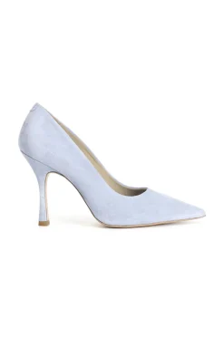 dècollète in pelle scamosciata cielo