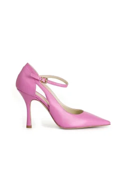 dècollète' in pelle con cinturino alla caviglia azalea